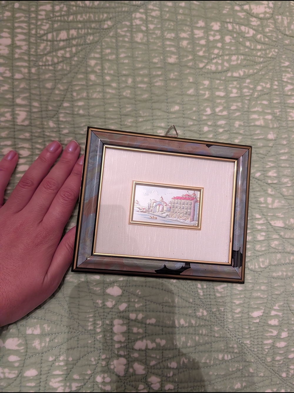 Classic Gold-Trim Mini Picture Frame in Cream and Brown Venice Silver Picture